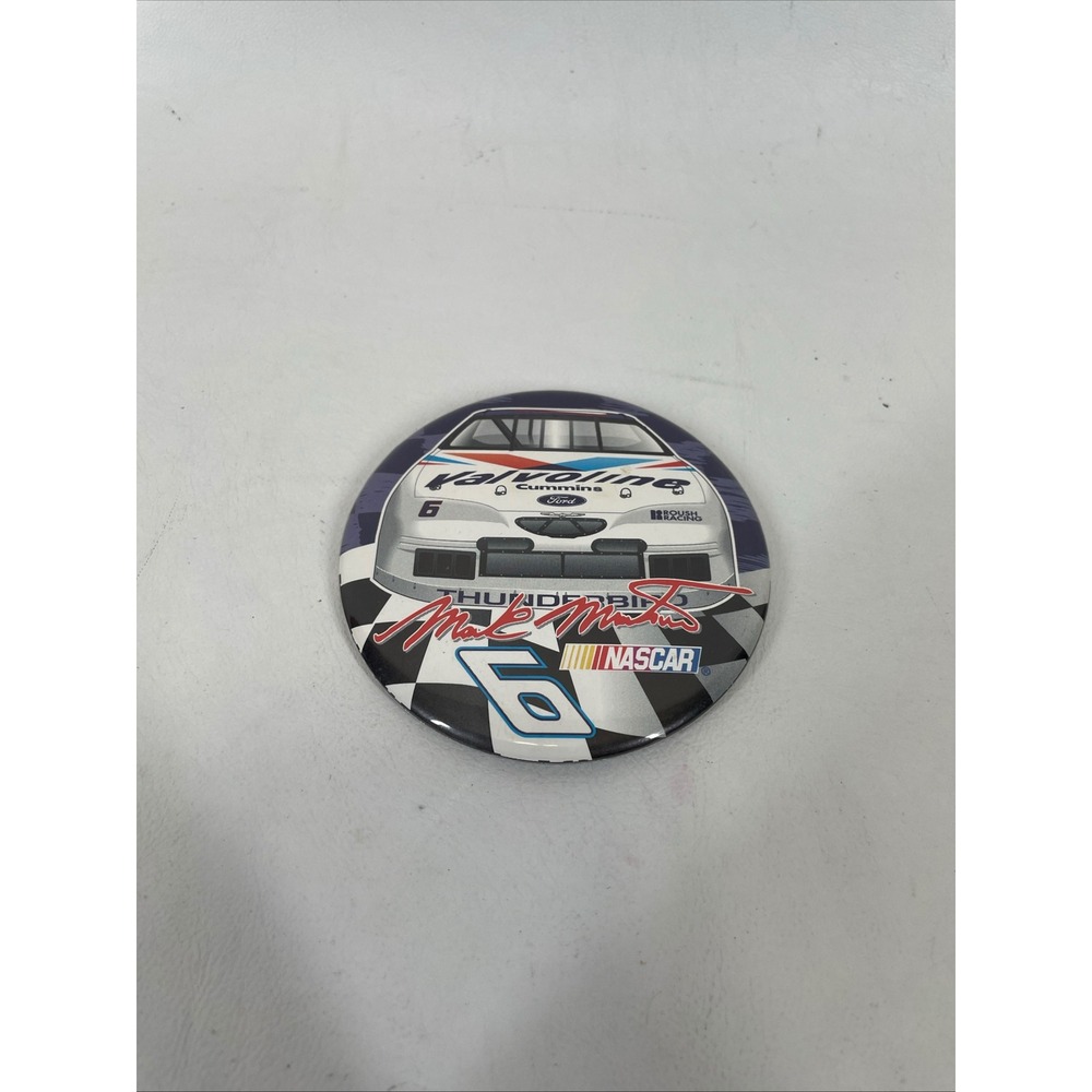 Vintage Mark Martin NASCAR Valvoline Ford Thunderbird #6 Pinback Button 3 Inch